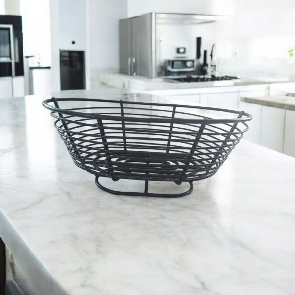 American Metalcraft  Black Oval Basket 7.5"x10" Vintage